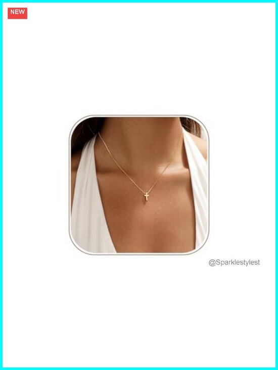 Jewelry - 14K Gold Plated Cross Necklace Adjustable 16-18" Dainty Faith Jewelry Gift